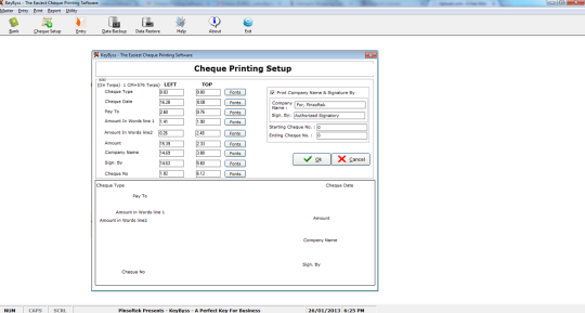 KeyByss - Cheque Printing Software Free Download